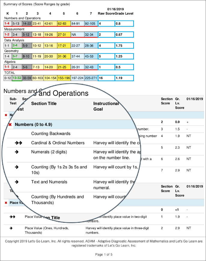 Let's Go Learn Math Assessment Report