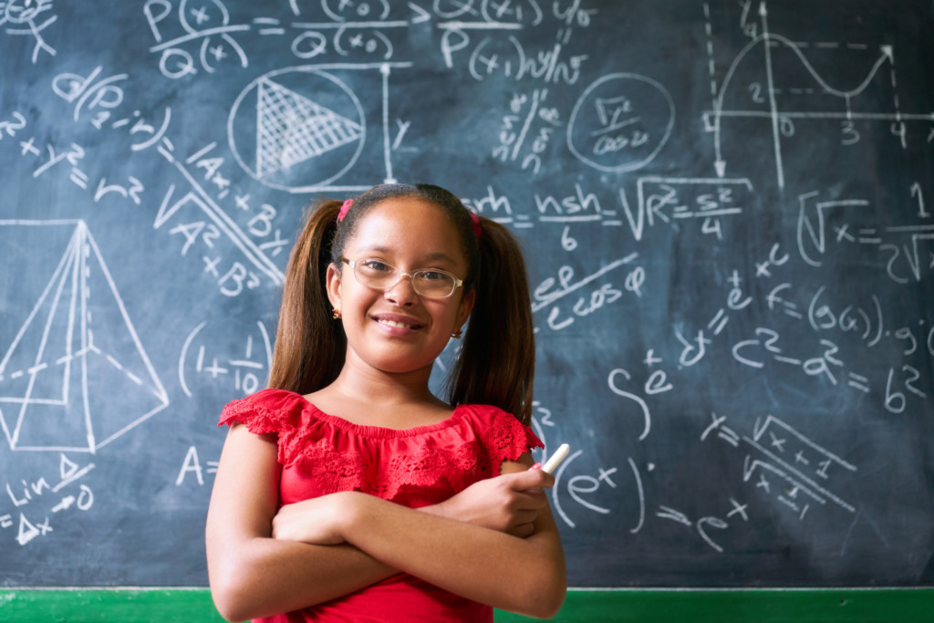 Girl happy with math