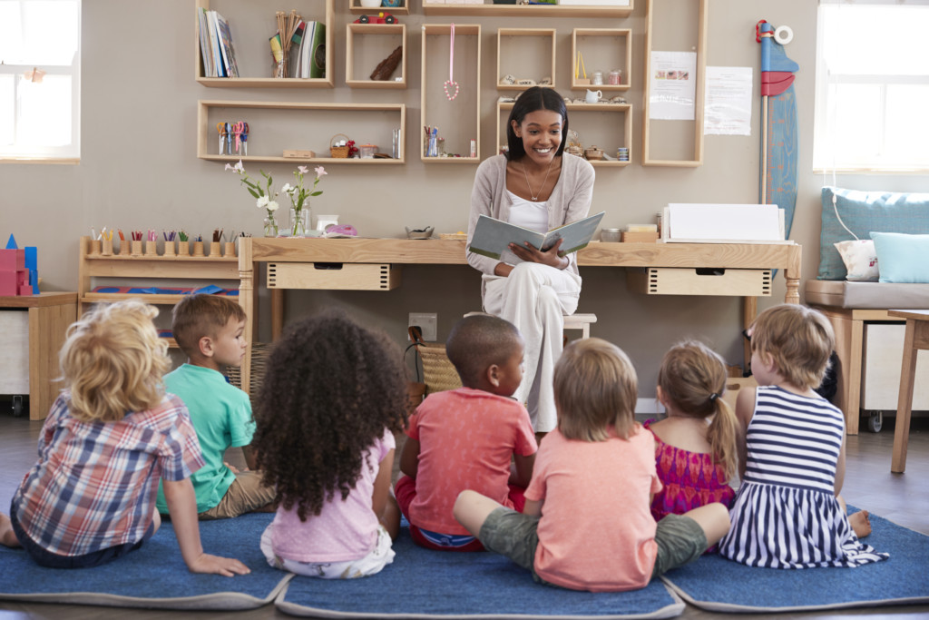 Teacher reading to students