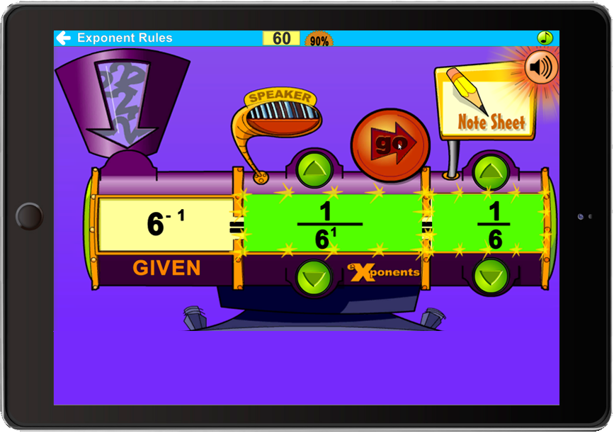 The Exponent Rules Edge Lesson on iPad