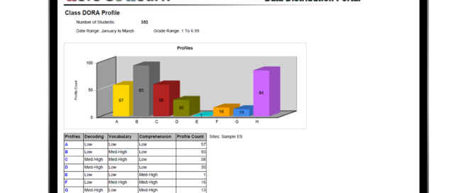 Sample DORA Profile Report showing How to Assess and Adjust Mid-Year Academic Goals