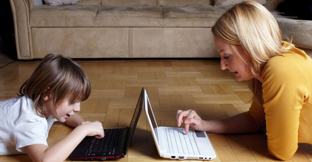 Mother and Son Homeschooling