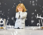 Student struggling to learn with dyslexia.