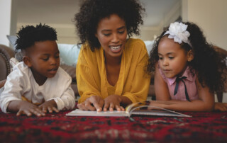 Parents helping students with reading intervention.