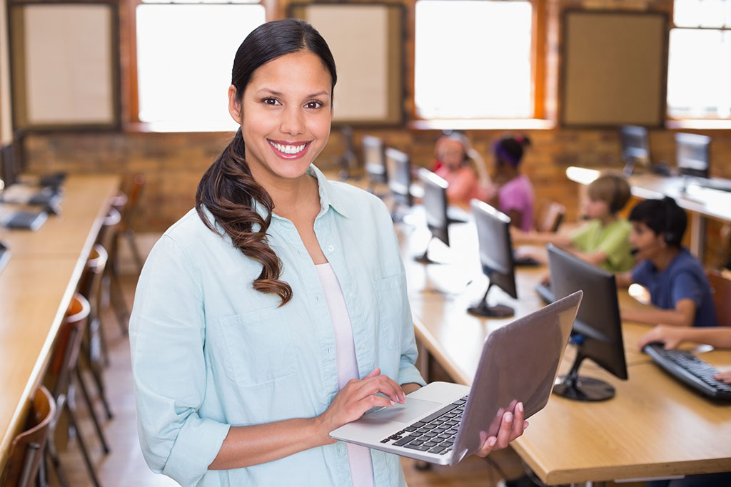 Female teacher smiling